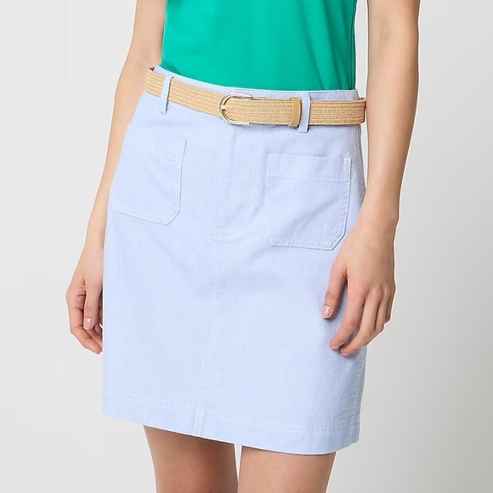 J. Crew Factory - A-Line Lizzie Patch-Pocket Mini Skirt Size 10 Blue White